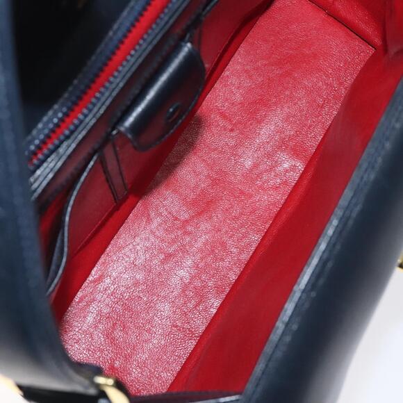 GUCCI Hand Bag Leather Navy Gold - Picture 11 of 16